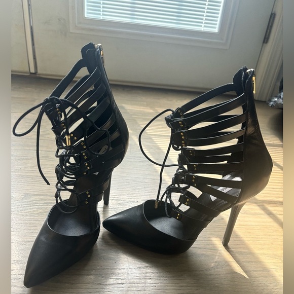 Steve Madden black lace up pointy toe Stilettos-Women's Size 8 - Picture 6 of 11